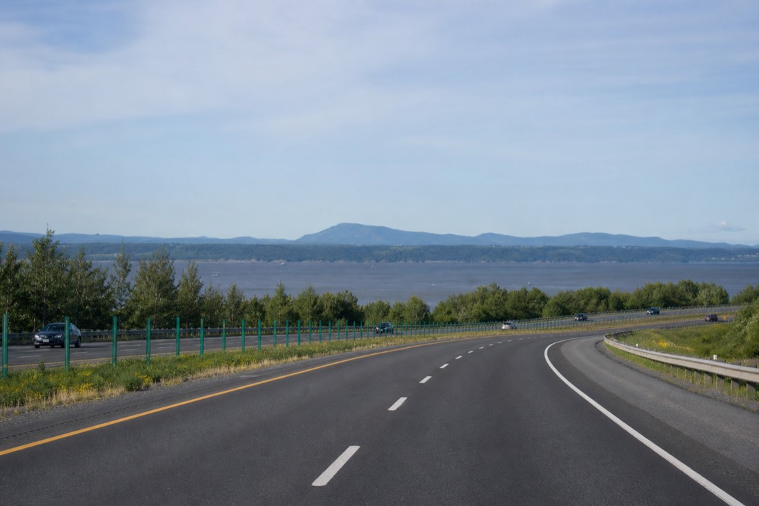 Highway along the St. Lawrence corridor connecting Montreal and Quebec City in summer